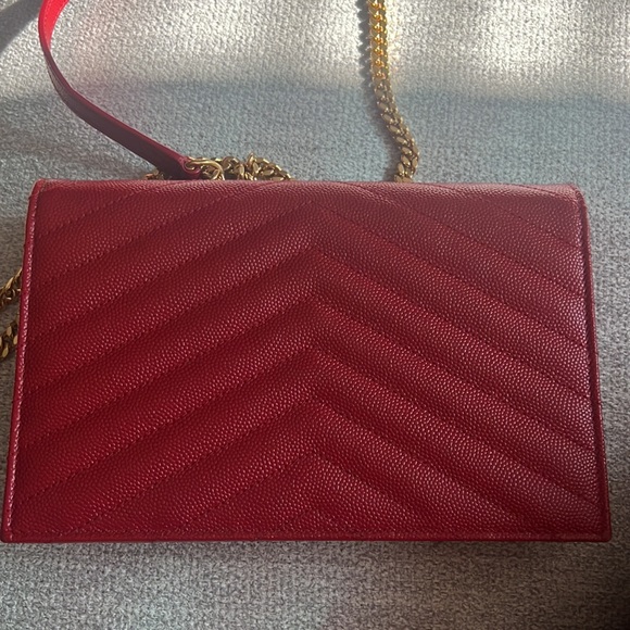 YSL Cassandra Chain Wallet in Red - Picture 3 of 5